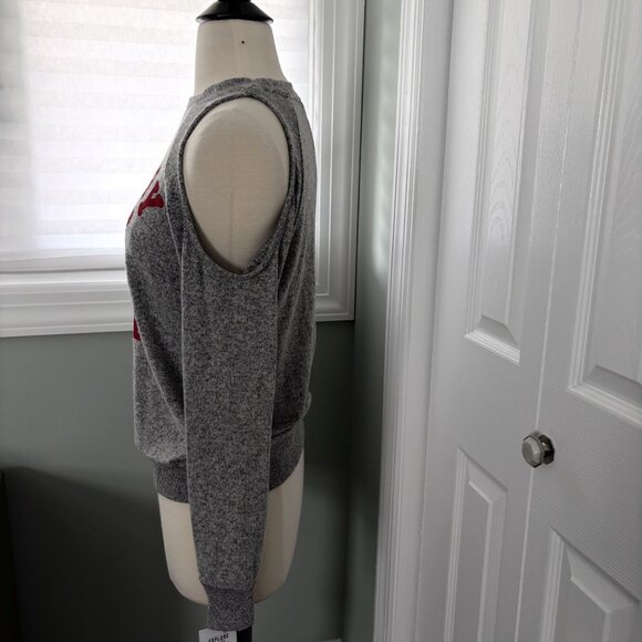 I.O.C. BY ICONS Cold Shoulder "HOLIDAY CHEER HERE" Top, Size, XS, NWT - Picture 3 of 7